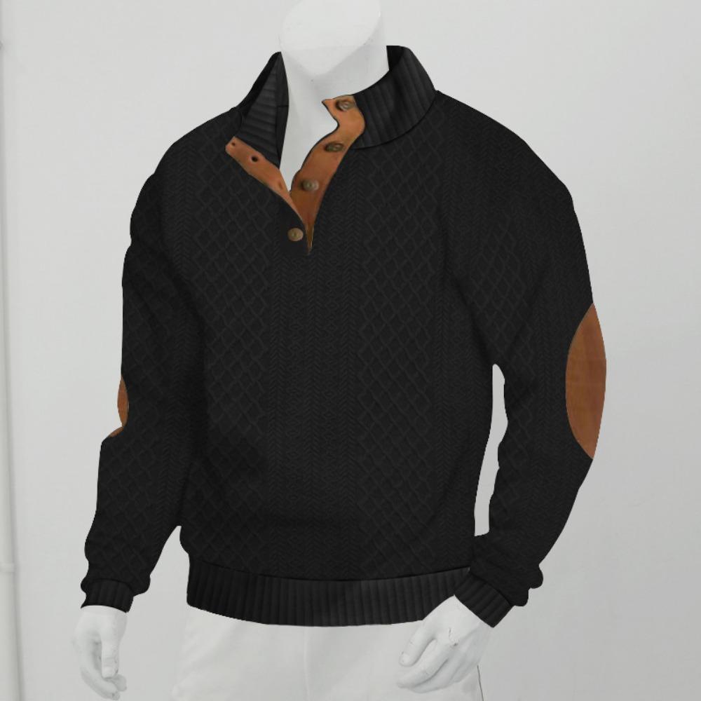 Autumn and Winter New Men's Outdoor Leisure Standing Neck Long Sleeved Jacquard Knitted Pullover Sweater