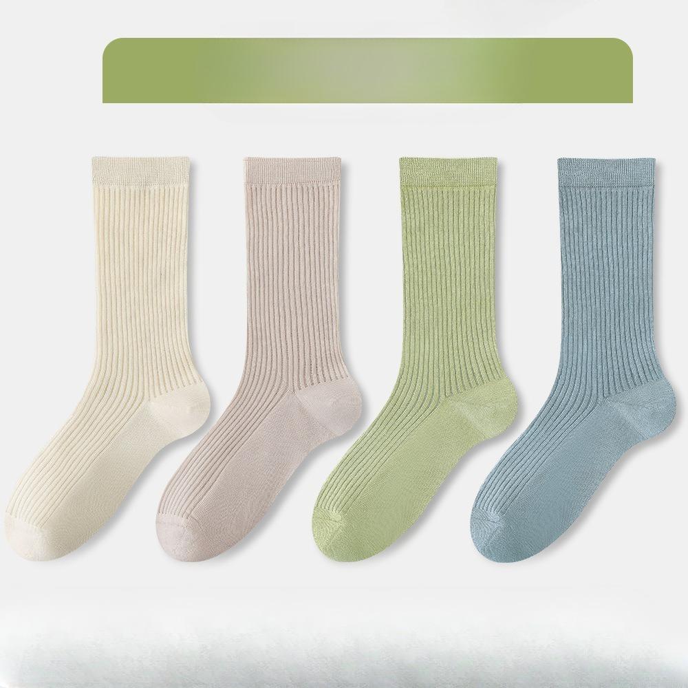 4 Pairs of Women's Summer Ultra Thin Cool Antibacterial Boneless Tube Stack Socks