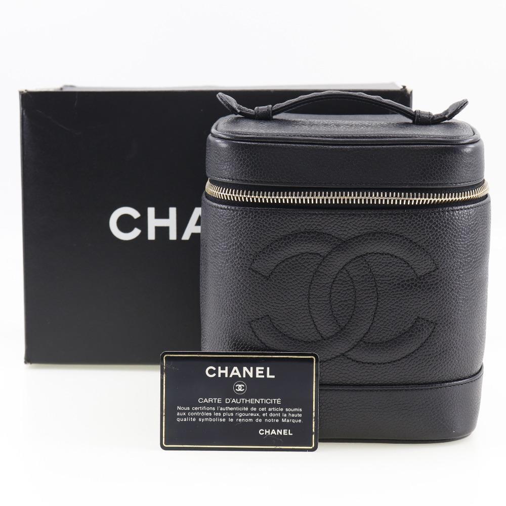 Chanel Vanity Handbag A01998 Caviar Skin Women Used