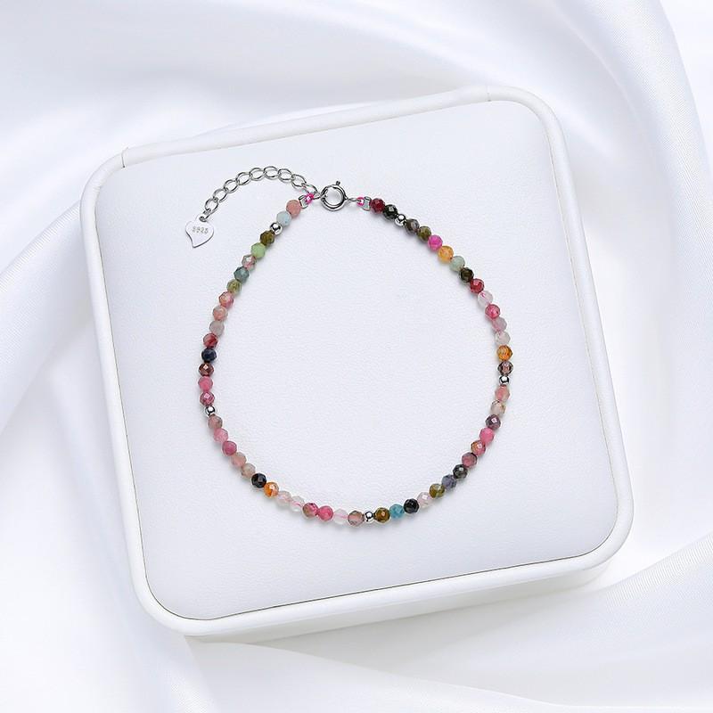 Handmade Faceted Natural Stone Bracelet Women With Tourmaline Amethyst Spinel Crystal Clasp