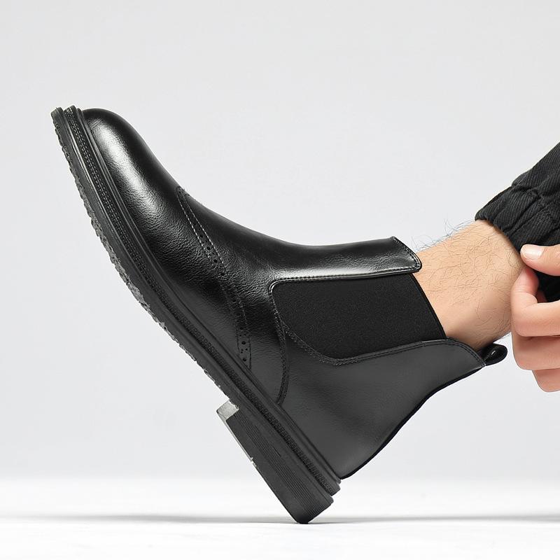 Youth Trend Brock Martin Boots Men's Medium and High Top British Leather Shoes Men's Leather Sleeve Chelsea Leather Boots