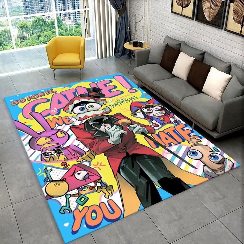 Cartoon Amizing Digtal Circus Pomni Non-Slip Area Rug for Living Room,Bedroom,Playroom,Carpet Floor Mat Home Decor Rug Kids Room