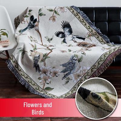 Floral & Avian Print Multi-purpose Throw Blanket