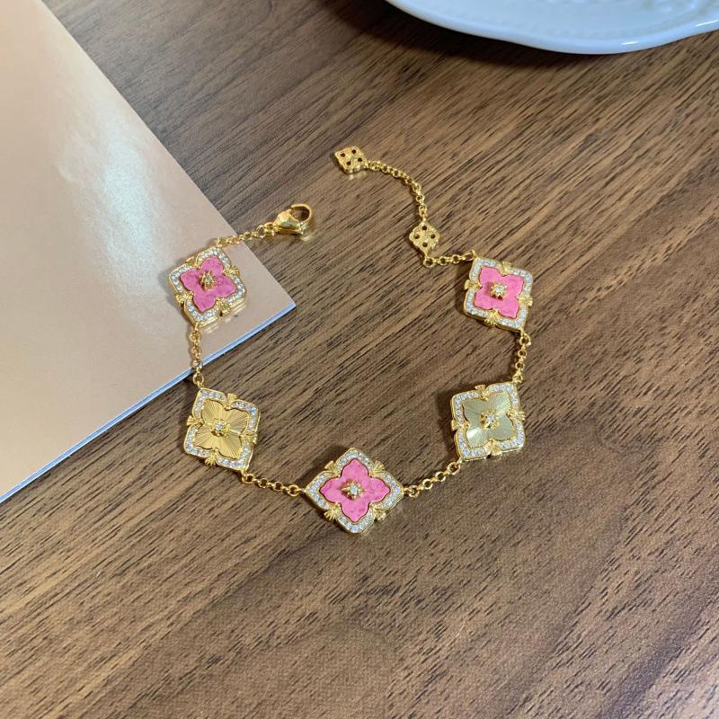 Итальянская ткань Qi Latti Щетка Ремесло Лазер Четырехлистный клевер Браслет Женский Дворцовый стиль Натуральный Браслет из рябчика