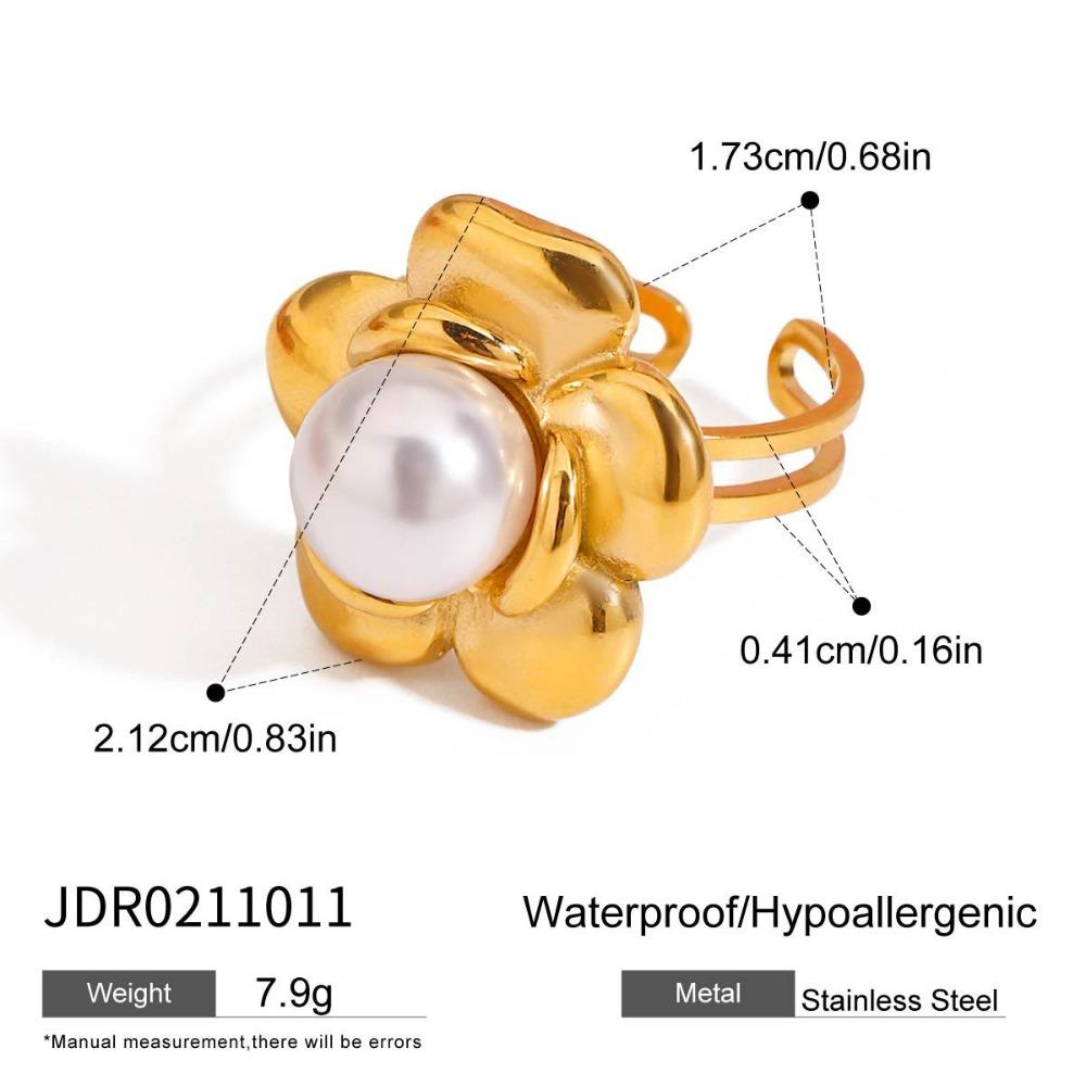 

Геометрическое нерегулярное кольцо Металлическое кольцо с гальваническим покрытием в панк-стиле Преувеличенное кольцо с цветком и жемчугом Ювелирные изделия