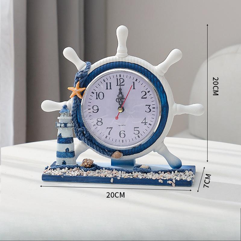 Bedroom Decoration Table Clock Wooden Clock Ornaments In Living Room Mediterranean Navigation Helmsman Clock Table Clock