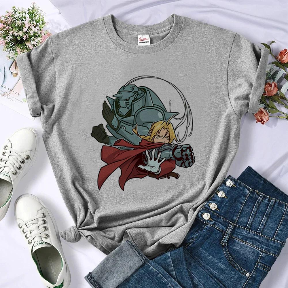 Fullmetal Alchemist T Shirt Girl Japan Cheap Aesthetic 80s Harajuku Top Tees Gothic Korean Fashion Party Retro