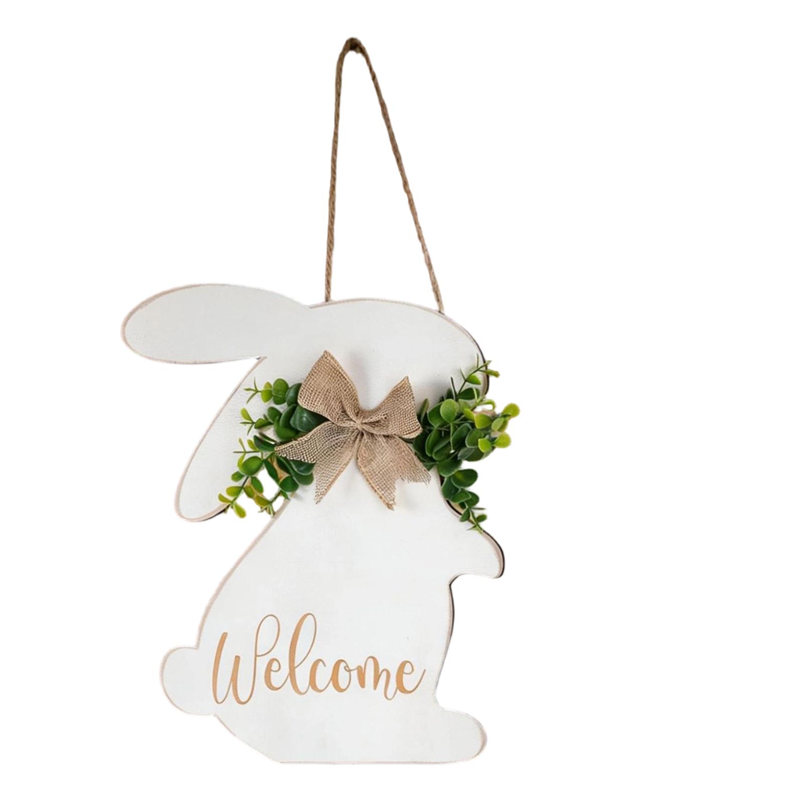 Easter Bunny Bow Decoration, Welcome Sign, Wooden 3D Hanging Sign, Party Ornament