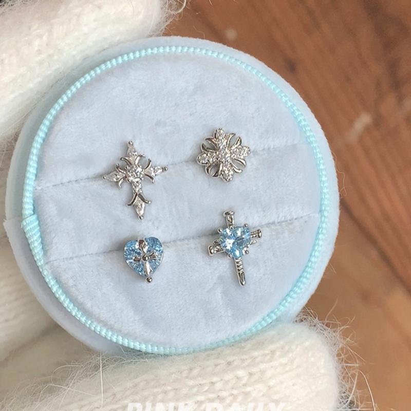 Sweet Bowknot Tassel Ear Bone Nail For Women Korean Bling Zircon Earrings Stainless Steel Accessories Jewelry