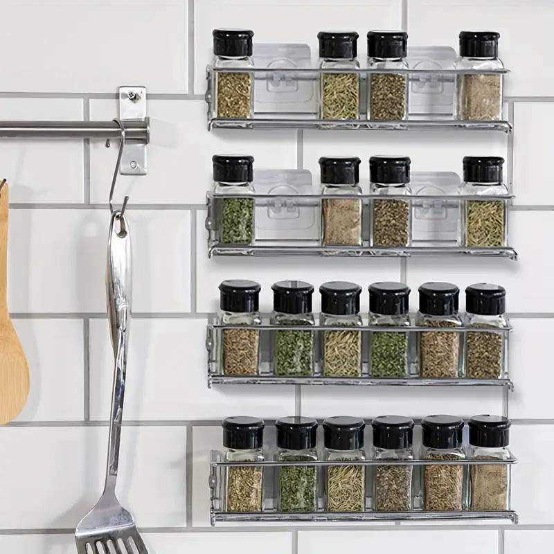 2pcs Wall Mount Spice Organizer, Metal Hanging Racks, Single Layer, Seasoning Shelf, Kitchen Shelf, Organizer Rack For Cupboard
