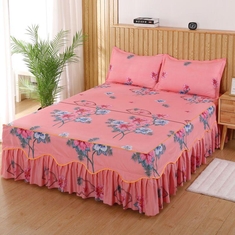 Home Textile Bedcover European Style Bedspread Polyester Cotton Bed Skirts Flowers Colourful Bed Linings150X200cm Queen Size