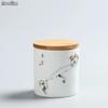 Ceramic Tea Caddy with Bamboo Lid Portable Travel Sealed Can Canister Kitchen Storage Bottle Spice Food Jar