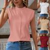 New Summer Women's Elegant Solid Color Sleeveless Turtleneck Vest Top