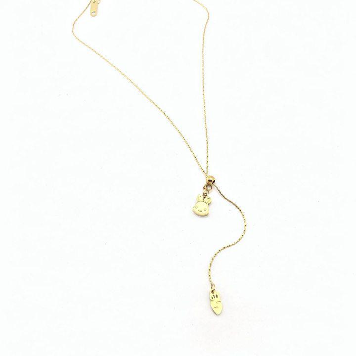 Titanium Steel Rabbit & Carrot Pull-Out Necklace for Women - Minimalist & Elegant Design