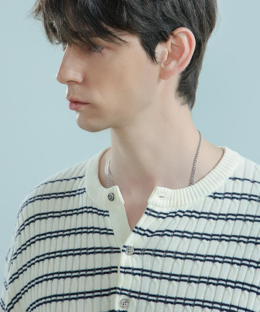 LOGSTORE Dant Henley Neck Short Sleeve Knit