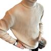 Men's Korean Style Ribbed High Neck Sweater - Autumn/Winter Versatile Long Sleeve Knitwear