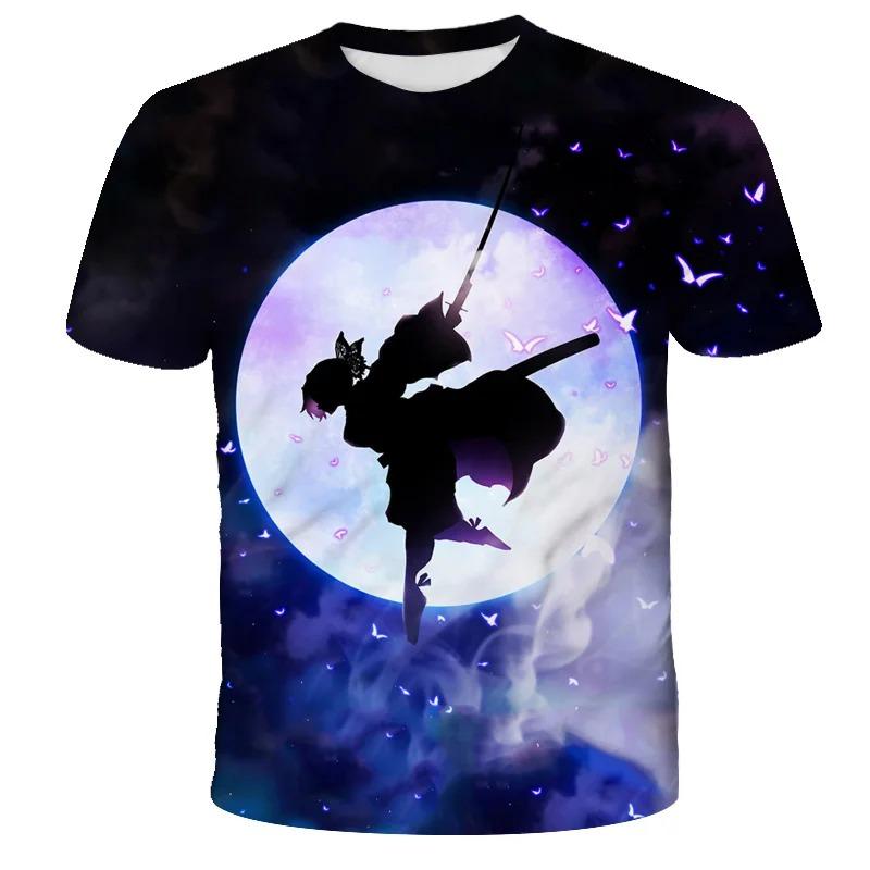 Japonské Kreslené 3D Tištěné Tričko Anime Demon Slayer Unisex Krátký Rukáv Ležérní Roztomilé Tričko Top
