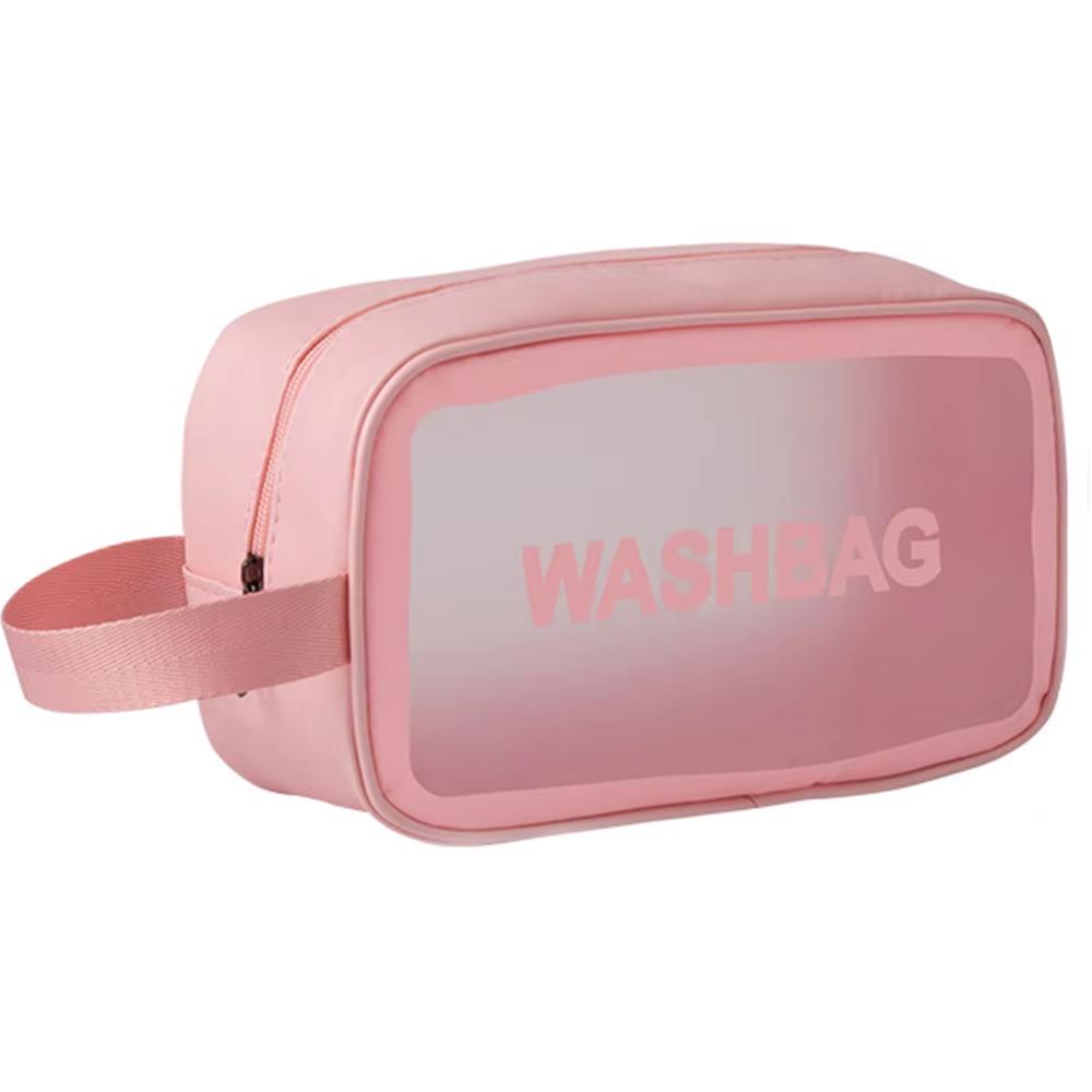 

High-Quality Cosmetic Bag For Women Travel Transparent Waterproof Cosmetic Storage Powder Large Capacity Cosmetic Storage Bag розовый