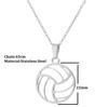 European-American Sports Series Volleyball Necklace: Stainless Steel Hollow Round Pendant Clavicle Chain