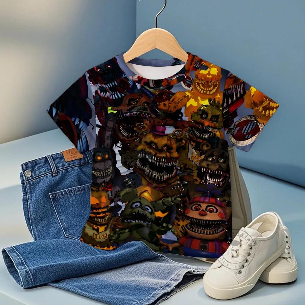 

Футболка с графикой Фредди из Five Nights At Freddys Летняя Горячая Тренд Детская Одежда Мальчики Девочки 3D Принт Короткий Рукав Топ Удобная 100