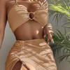 2024 Ruffled Steel Ring Bikini Three-Piece Set - European & American Women's Swimsuit