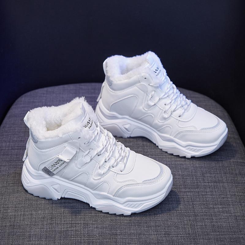 Μόδα Χειμώνας Γυναικείες Μπότες 2024 Νέα Μόδα Δέσιμο με Κορδόνια Αθλητικά Παπούτσια Κορεάτικα Γυναικεία Ψηλά Ζεστά Βαμβακερά casual Παπούτσια