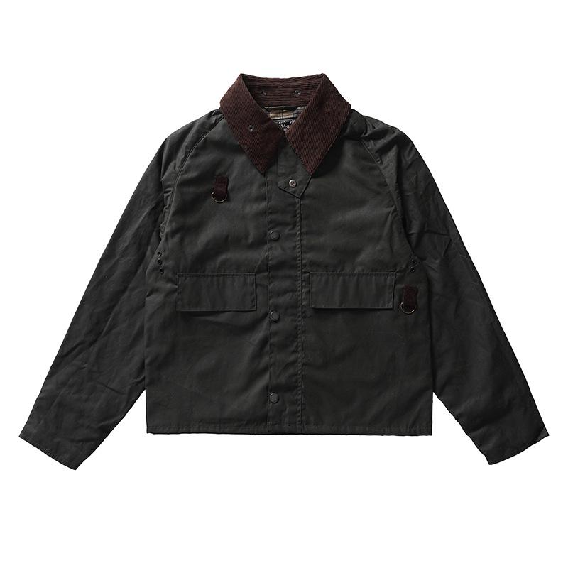 

Куртка унисекс GDDQSDC Hunting Oil Wax Jacket – для ловли рыбы нахлыстом, свободный короткий силуэт, ретро-топ с отворотом L