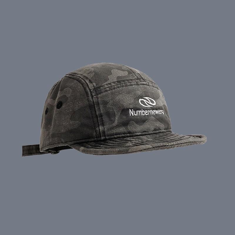 American Retro Washed Camouflage Tactical Short Brim  for Women Summer Workwear Short Brim Street Flip Brim Baseball Cap M56-58cm темно-серого