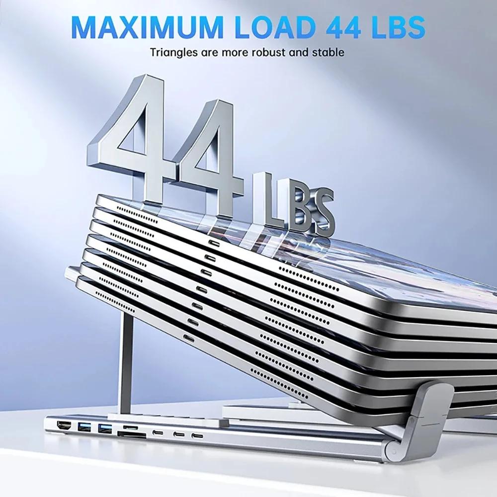 8-in-1 Halter Dockingstation Aluminiumlegierung Laptop Halter Hub TYPE-C zu HDMI Adapter 4K PD100W USB3.0 5Gbps Hub USB Verteiler