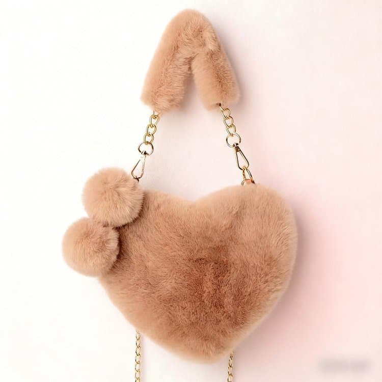 

Heart Zippered Shoulder Bag Crossbody Bag коричневий