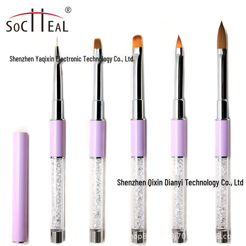 

Purple Diamond Metal Nail Art Brush with Light Therapy Lid and Silver Mouth Tube