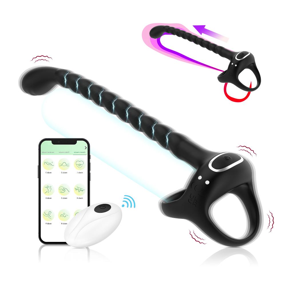 Silicone Penis Ring Cock Ring Vibrator Anal Plug 3-in-1, Male Prostate Vibrating Stimulator Masturbator, Adult Sex Toy, Sex Toys