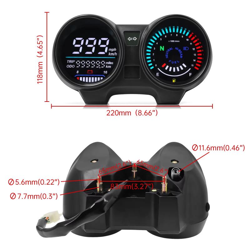 Motorcycle Speedometer Led Digital Dashboard Rpm Speed Fuel Level Volt Meter For Brazil Titan 150 Cg150 Fan150 2010 2012