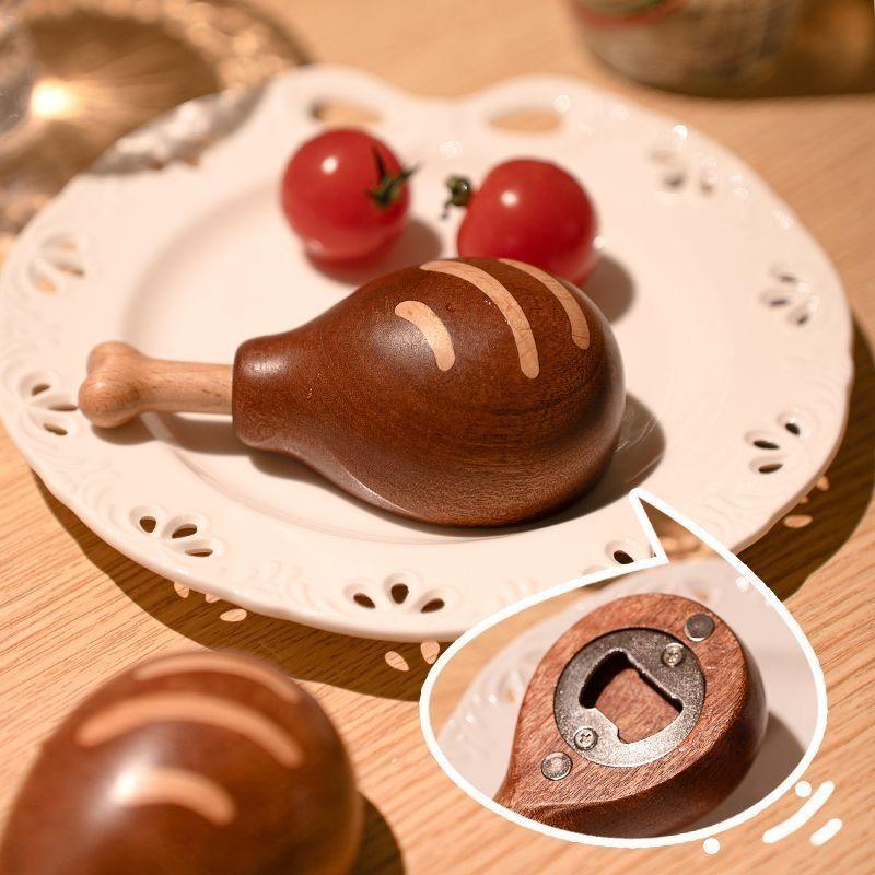 Solid Wood Magnetic Bottle Opener Wall Mounted Beer Opener Home Bar Fridge Decor Accessory Gadget Gift for Men Man Cave