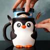 Penguin Ice Cream Pint Holder with Spoon Snack Drawer Reusable Ice Cream Containers Popsicle Holders Beer Can Cup Sleeve