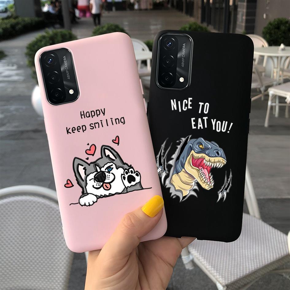 A74 Fodral För OPPO A74 CHP2219 Fodral Lyxigt Fjäder Dinosaurie Daisy Mönster Bakre Skydd För OPPO A74 5G CPH2197 A 74 Mjuk Capa