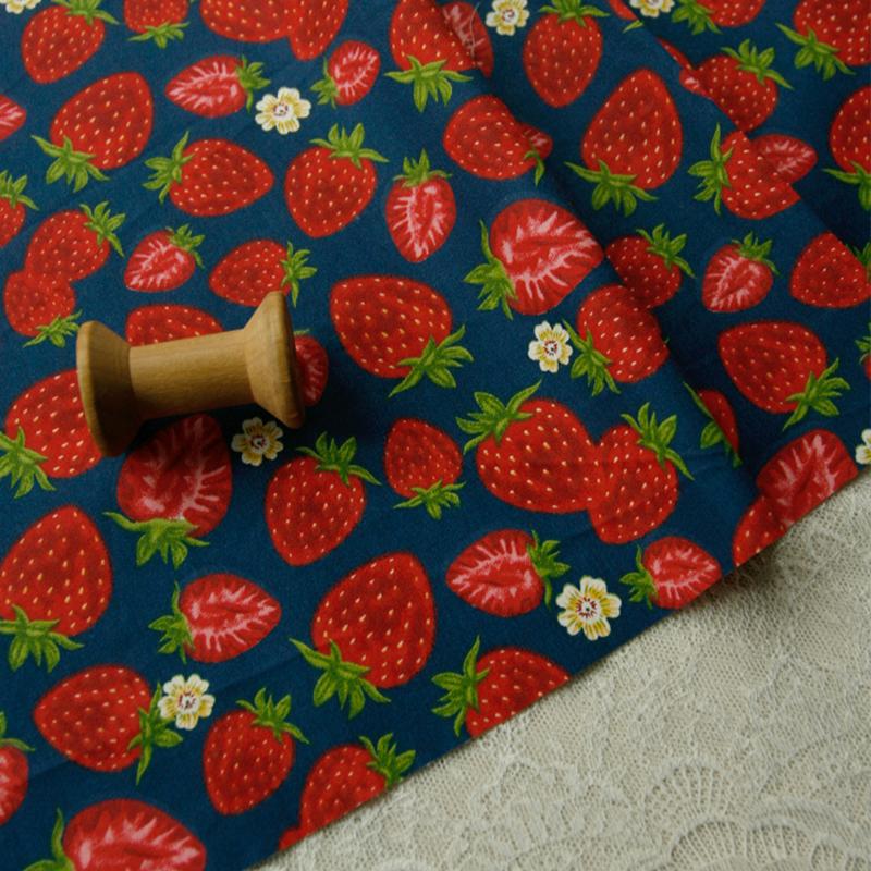 160X100Cm Summer Fruit Twill Cotton Sewing Fabric Strawberry Cherry Flowers Dress Children's Clothing Bag Handmade Diy Cloth