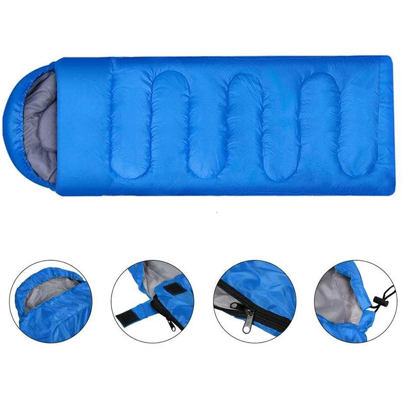 Envelope Type Blue Outdoor Sleeping Bag Camping Essential Hollow Fiber 170T Sleeping Bag