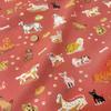 Dog Print Illustrated Sheeting Made In Size 22A 110cm X Nora. ST1147-B Fabric, Cotton, Japan, Pre-Cut, (Red, 100cm)