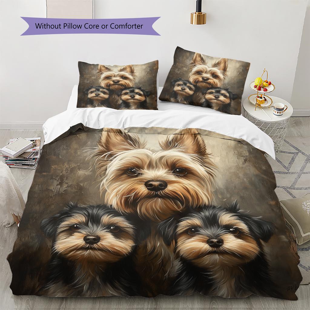 Yorkshire Terrier Pattern Bedding Home Decoration Birthday Gift (1 * Duvet Cover + 2 * Pillowcase, Without Core)