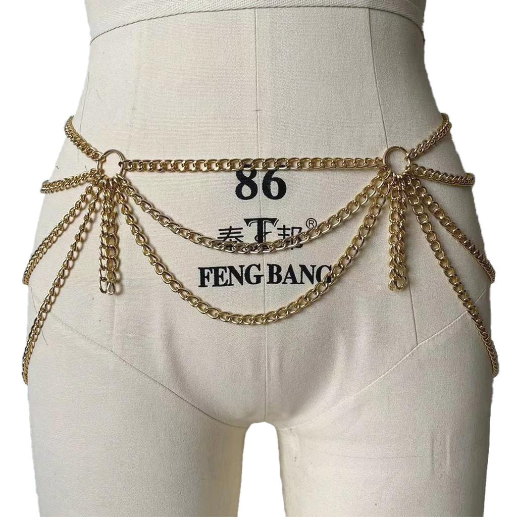 Accessories, simple and fashionable geometric popular waist accessories, sexy U-shaped fringed chain waist chain for women