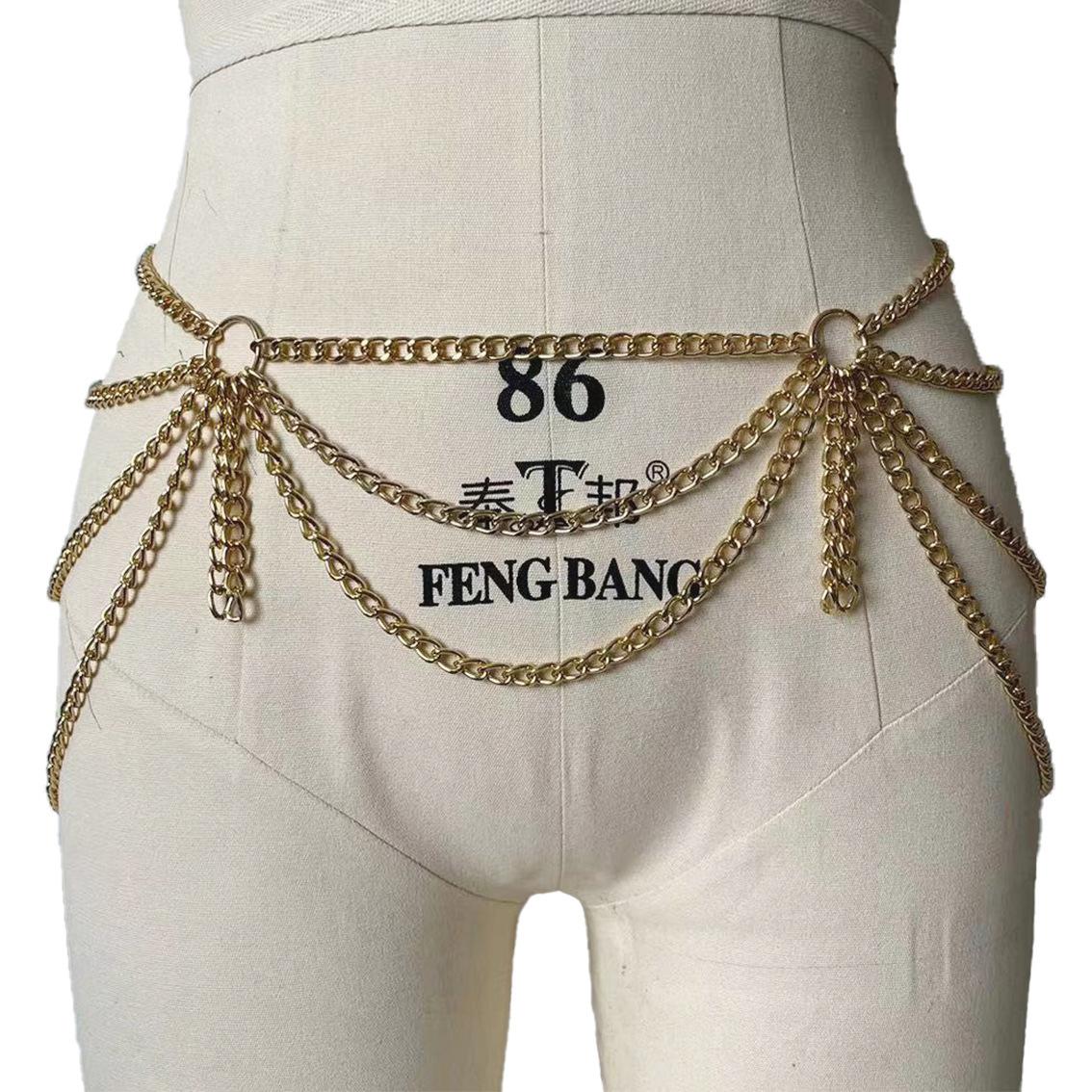 Accessories, simple and fashionable geometric popular waist accessories, sexy U-shaped fringed chain waist chain for women