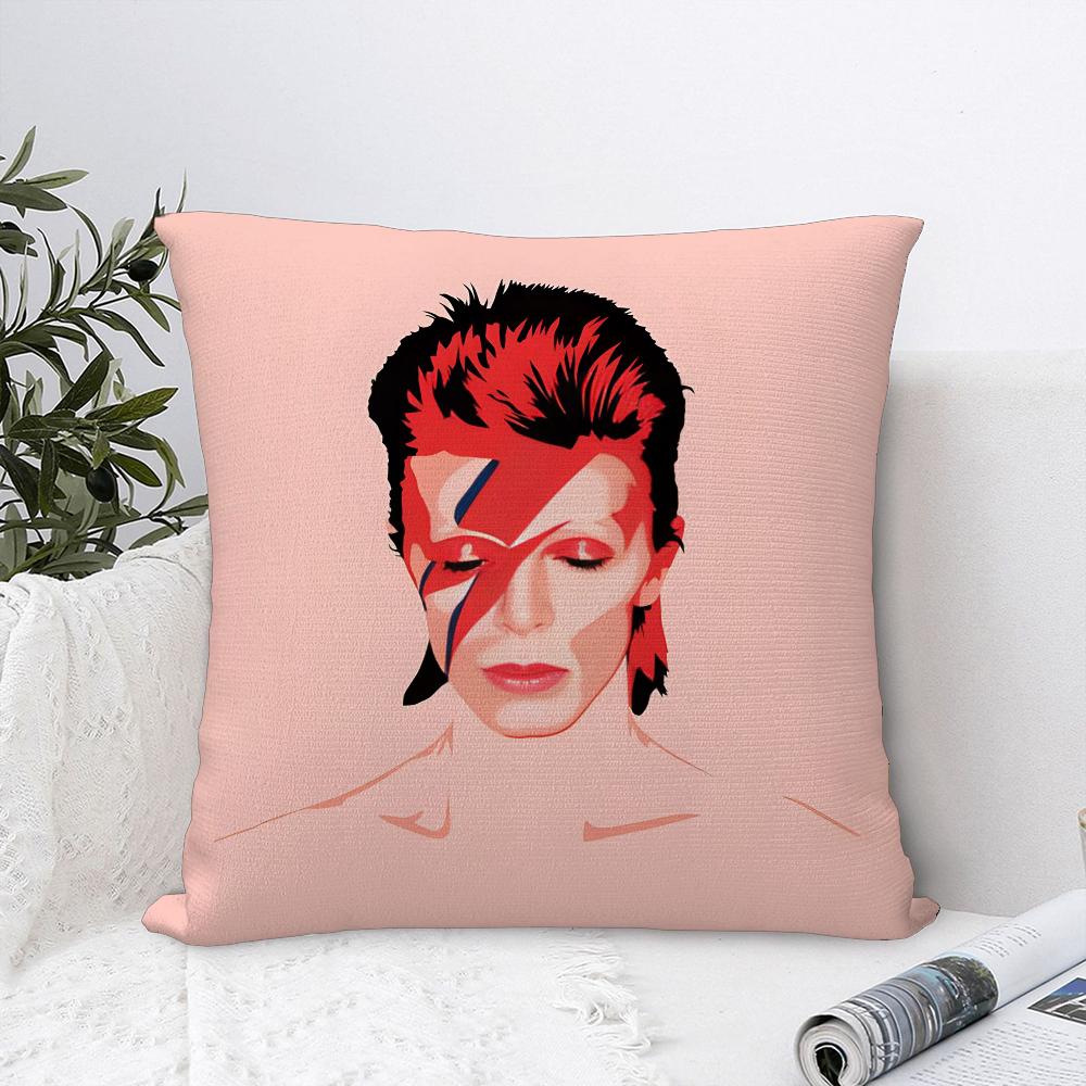 Kissenbezug mit David-Bowies-Motiv, weicher Plüschstoff, doppelseitig bedruckt, Sofakissenbezug, Dekokissenbezug