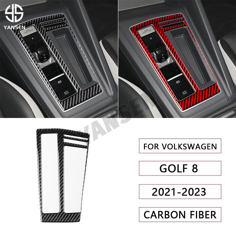 Carbon Fiber Car Gear Shift Panel Frame Cover Decoration Trim for Volkswagen Golf 8 MK8 2021 2022 2023 Accessories