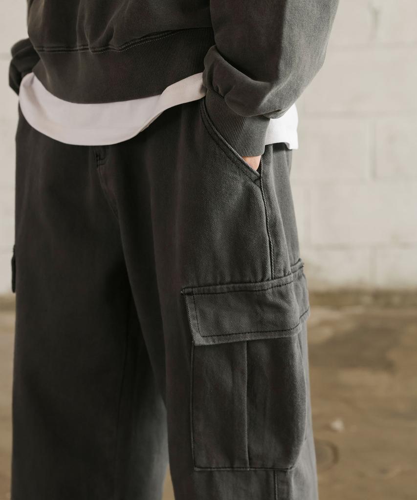 Jikeulib Cargo Pocket Wide Cotton Pants