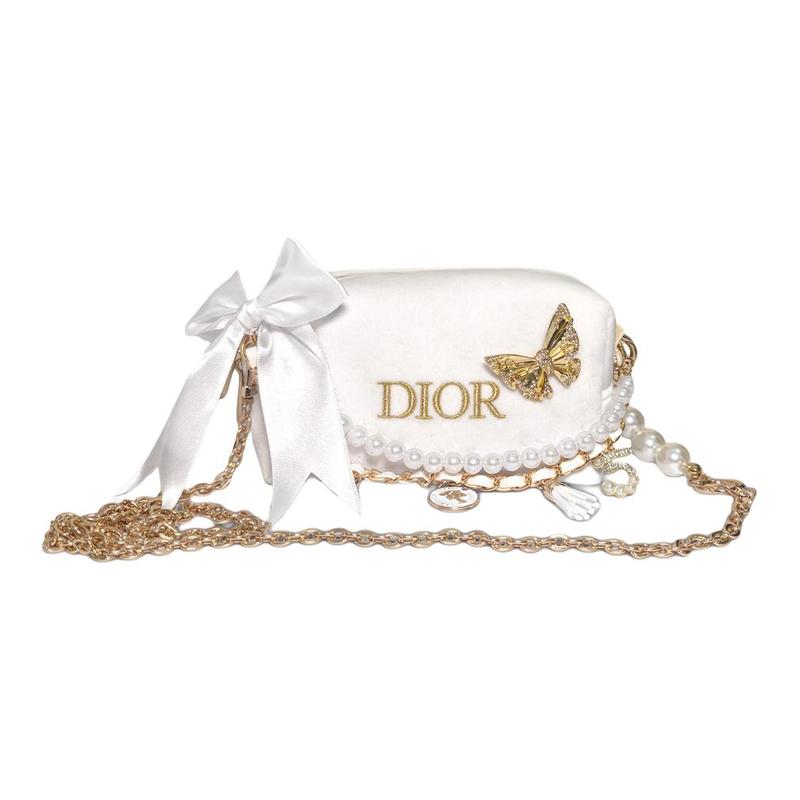 

DIOR [Customized Cosmetic Bag] Polyester Fiber Soft Butterfly Gold Label Shoulder Bag Storage Bow Gold Butterfly Bag Hanger золотий