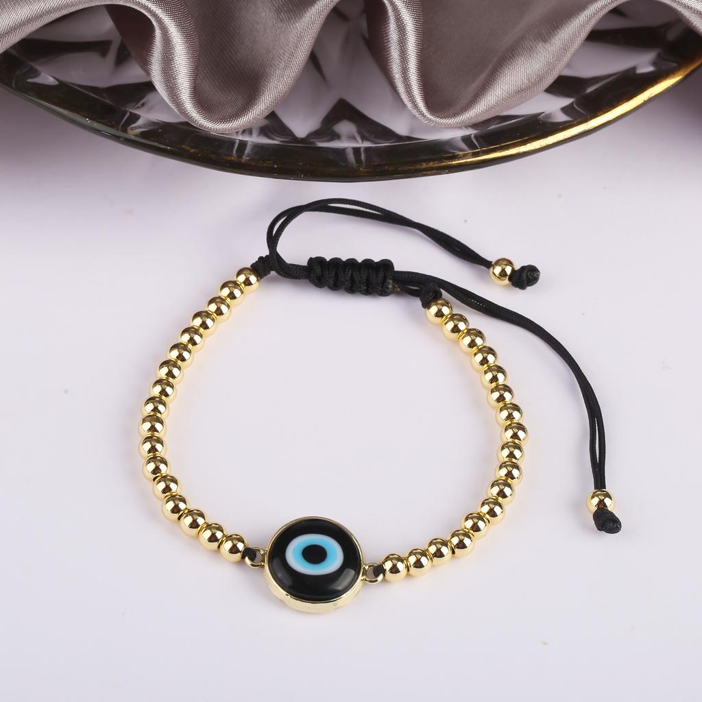 10 Colors Gold Plated Copper Beads Braided Evil Eyes Glaze Luxury Bracelet for Woman Girl Fashion Ward Off Evil Zircon