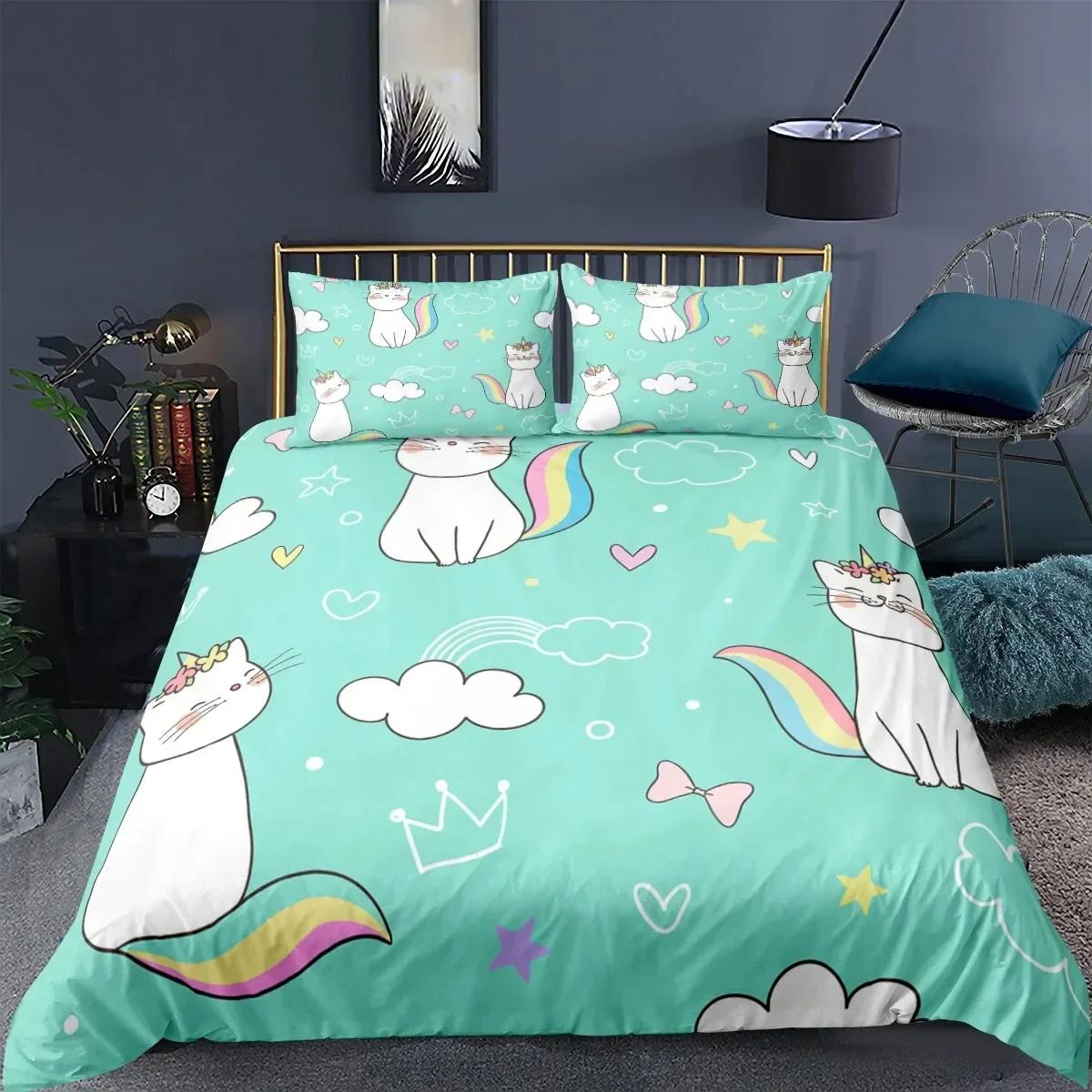 

Cat Fashion Pig Cartoons Flat Comfortable Duvet Quilt Cover Pillowcase Bedding Set Children Bedroom Decoration Home Textile 70x133cm