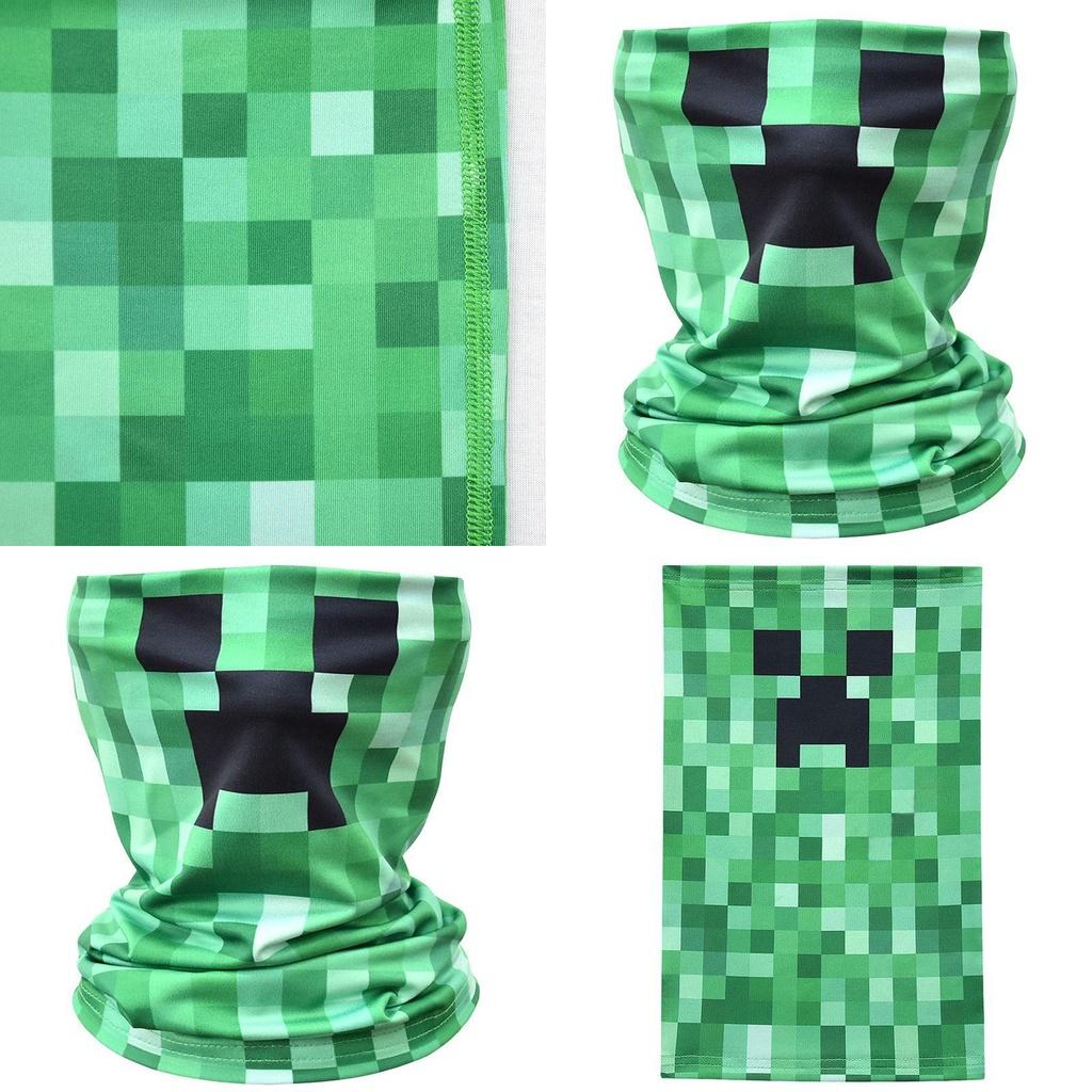 Elegante Mascherina Facciale e Scaldacollo a Sciarpa con Faccia di Creeper di Minecraft per Massimo Comfort e Protezione