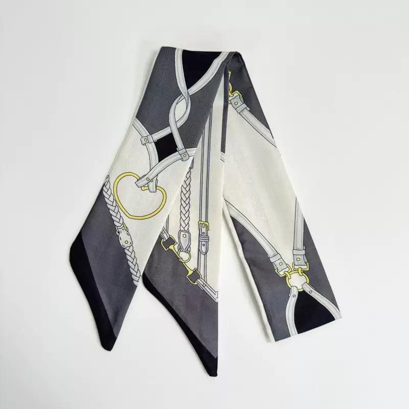 90 * 5Cm Retro Chain Twill Silk Women's Decorative Streamer Wrapping Bag Ribbon Silk Scarf Small Scarf Silk Scarf Wholesale